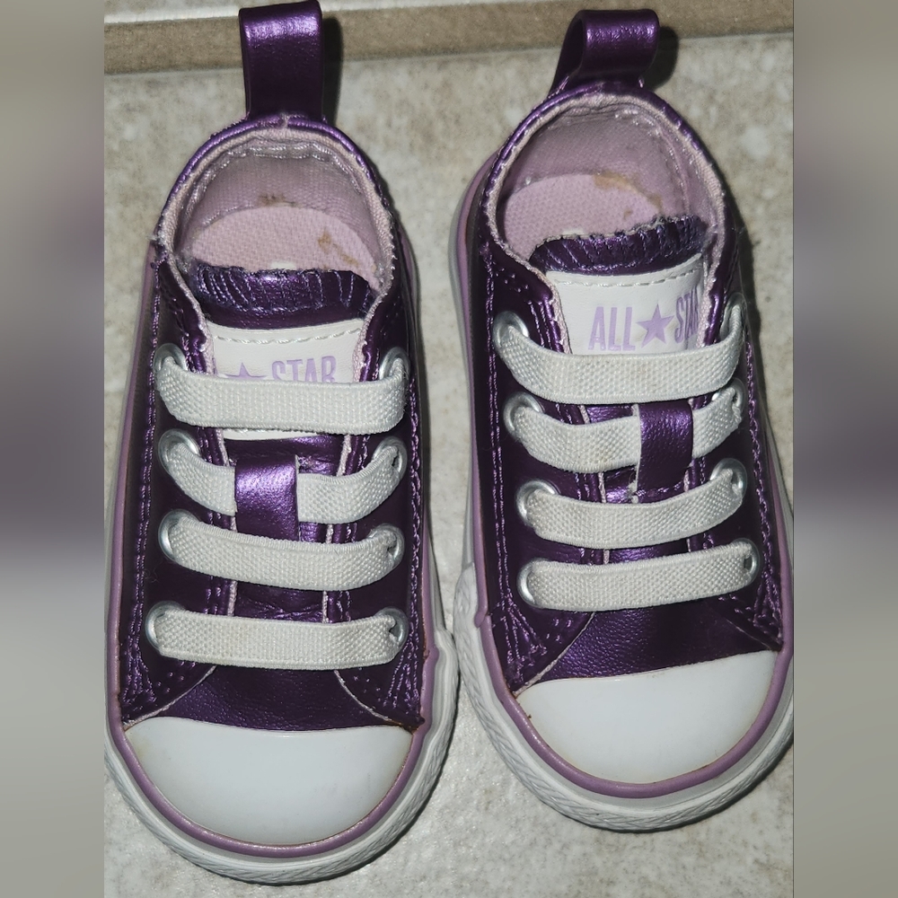 Converse Metallic Purple All Star Infant Shoes Size 3